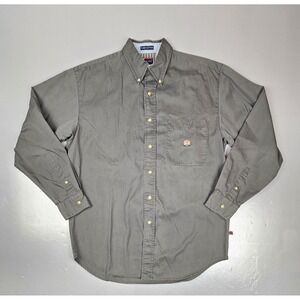 Bugle Boy Button‎ Down Shirt Mens Medium Vintage Green Long Sleeve 100% Cotton.